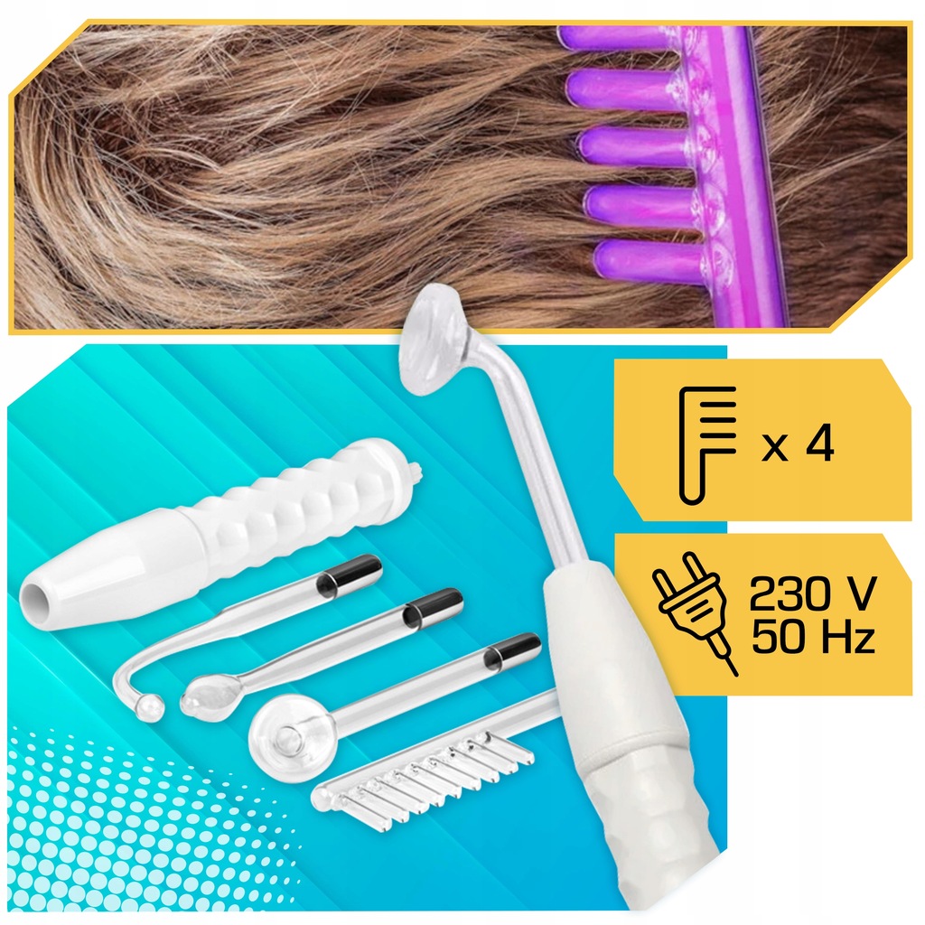 DERMA WAND PRO darsonval 4 elektrody peloty najmocniejszy do skóry twarzy Liczba elektrod 4